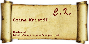 Czina Kristóf névjegykártya